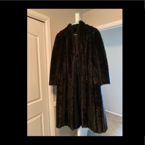 Black faux fur coat